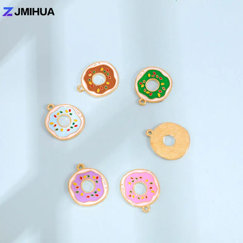 10pcs/lot Cute Donut Charms Enamel Metal Pendants For Jewelry Making Earrings Necklaces Bracelets DIY Handmade Accessories images - 6