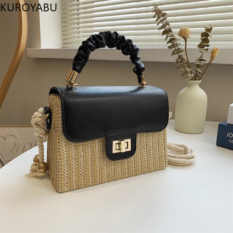 Шикарная складная сумка Женская тканая через плечо большой емкости плетеные