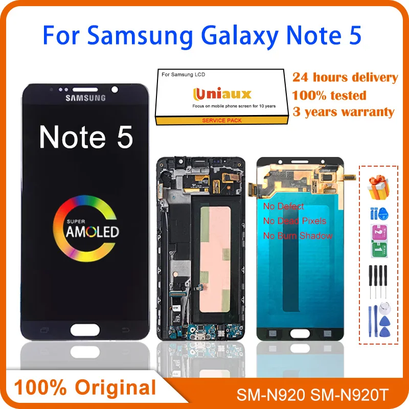 5,7 'оригинальный AMOLED для Samsung Galaxy Note 5 LCD N920 N920F N920A N920C дисплей сенсорный экран дигитайзер для Galaxy Note5 ЖК