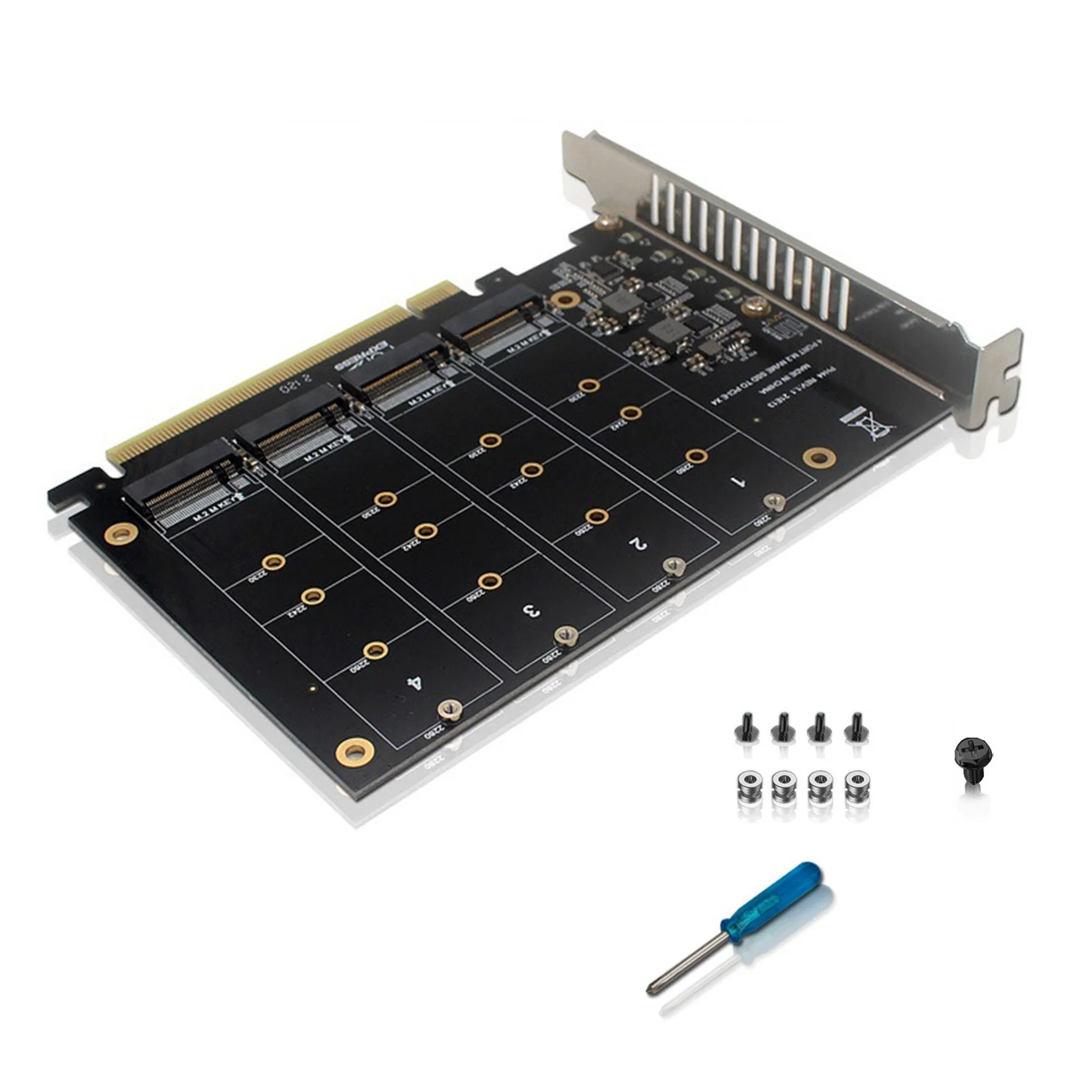 

PCIE to NVMEx4 M.2 M Key SSD Expansion Card PCIE X16 Riser Card Signal Split Array Card M.2 PCIe RAID Card
