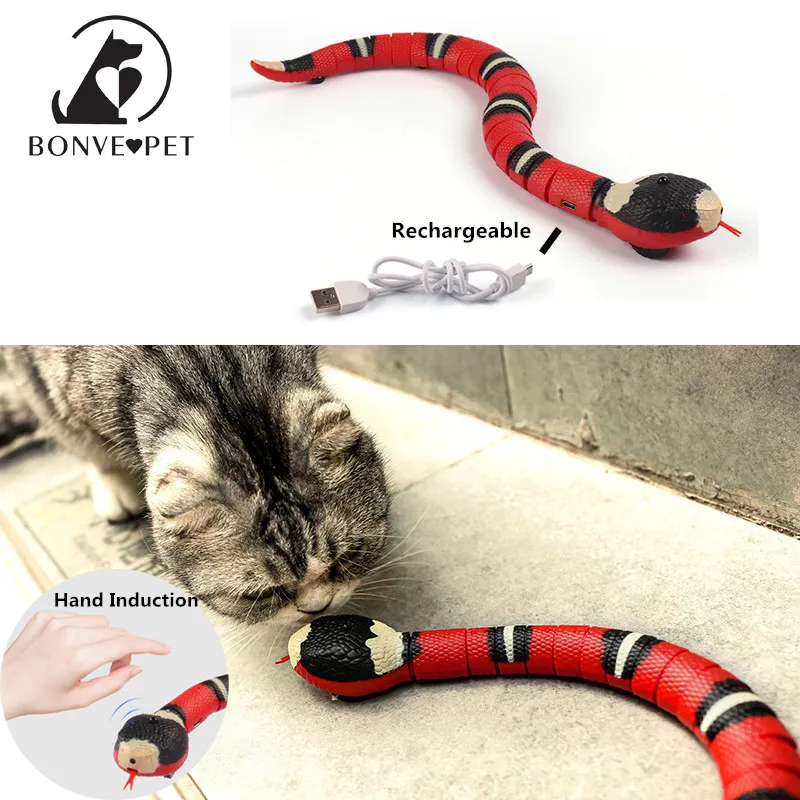 

Inductive Electric Snake Cat Toy Pet Interactive Toys For Cat Accessories Rechargeable Artificial Cat Scratcher 39cm