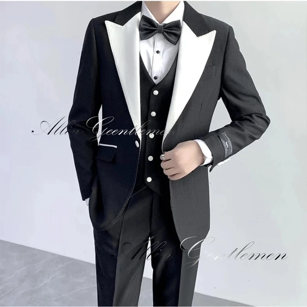 

Gentlemen Suits Set 3 Pieces Ofiice Blazer (Jacket+Waistcoat+Trousers) Wedding Tuxedos Tailor Made Pantsuits