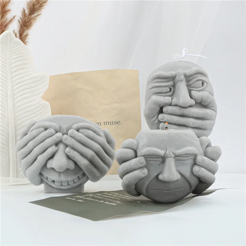 

Новинка, 3D силиконовая форма в виде забавной свечи с лицом для самостоятельной сборки, форма для ароматерапии ручной работы в виде свечи, кр...