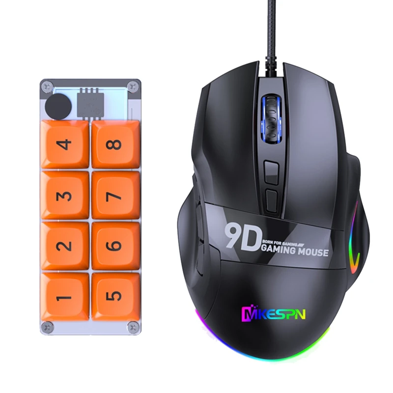 

Программируемая механическая клавиатура и игровая мышь MKESPN RGB под заказ, комбинированная, 8 клавиш, копия, вставка, набор мини-кнопок для Photoshop Hotswap