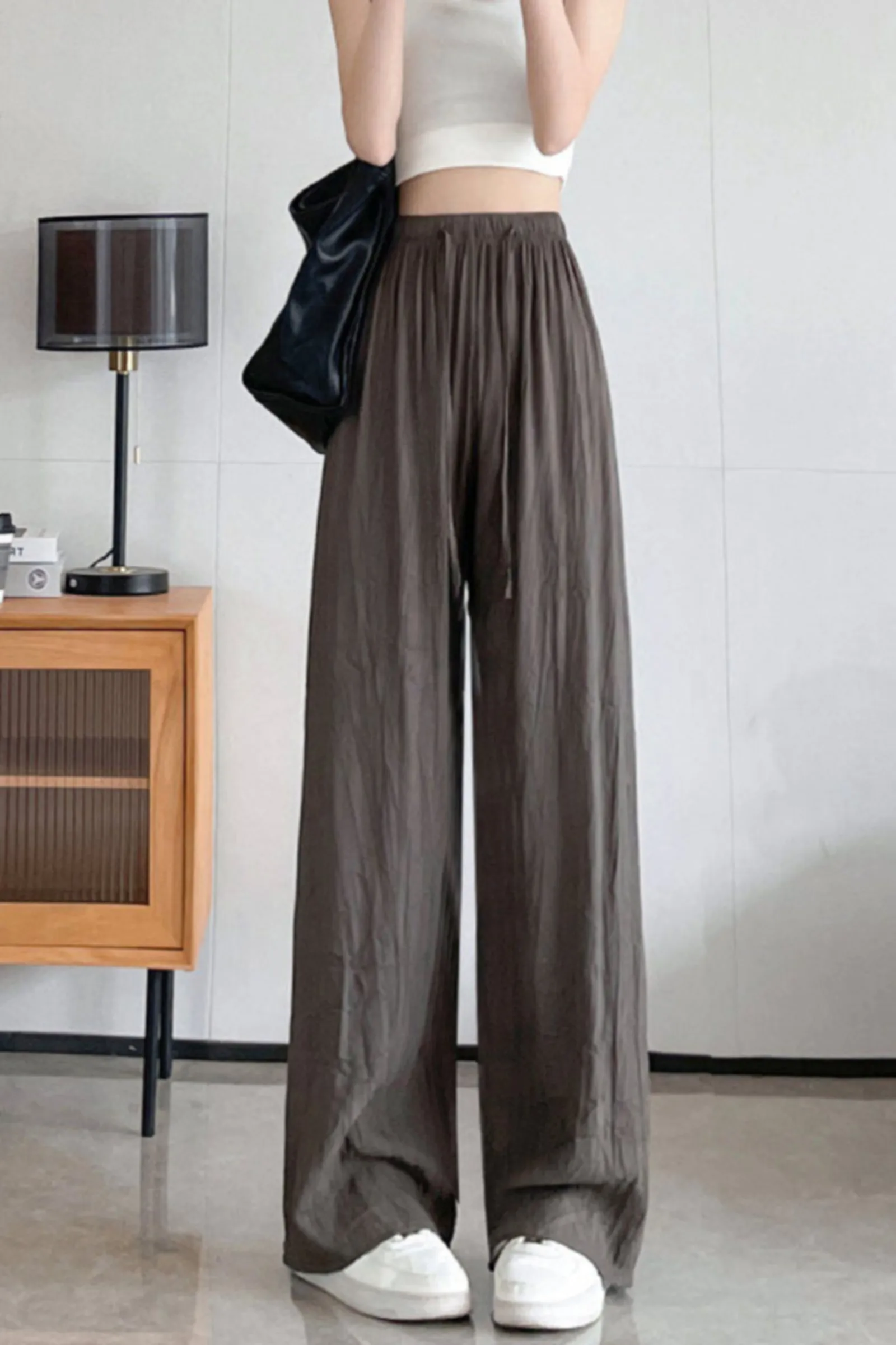 

Casual High Waist Loose Wide Leg Pants for Women Spring Autumn New Female Floor-Length White Suits Pants Ladies Long Trousers