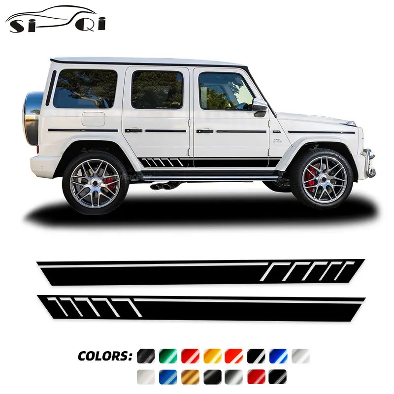 

2 Pcs Car Door Side Stripes Skirt Sticker Decal For Mercedes Benz G Class G63 AMG G65 G55 G500 W463 G550 G350 W464 Accessories