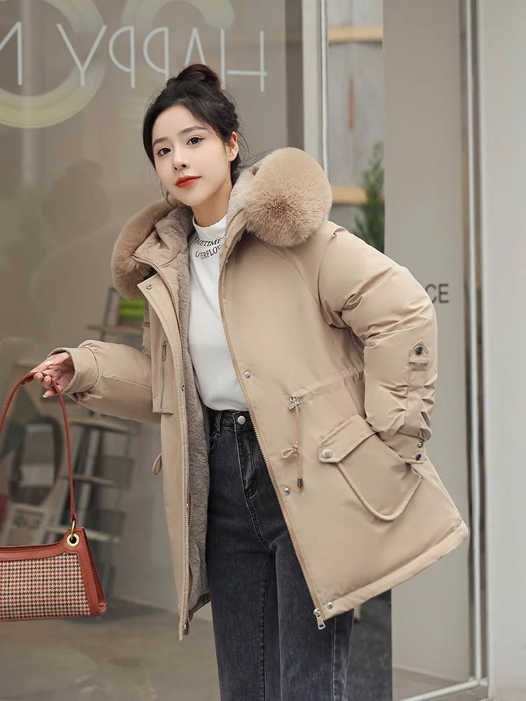 2022 New Women's Winter Jacket Hooded Short Thick Warm Cotton Padded Jackets Parkas Woman Candy Color Winter Coat
