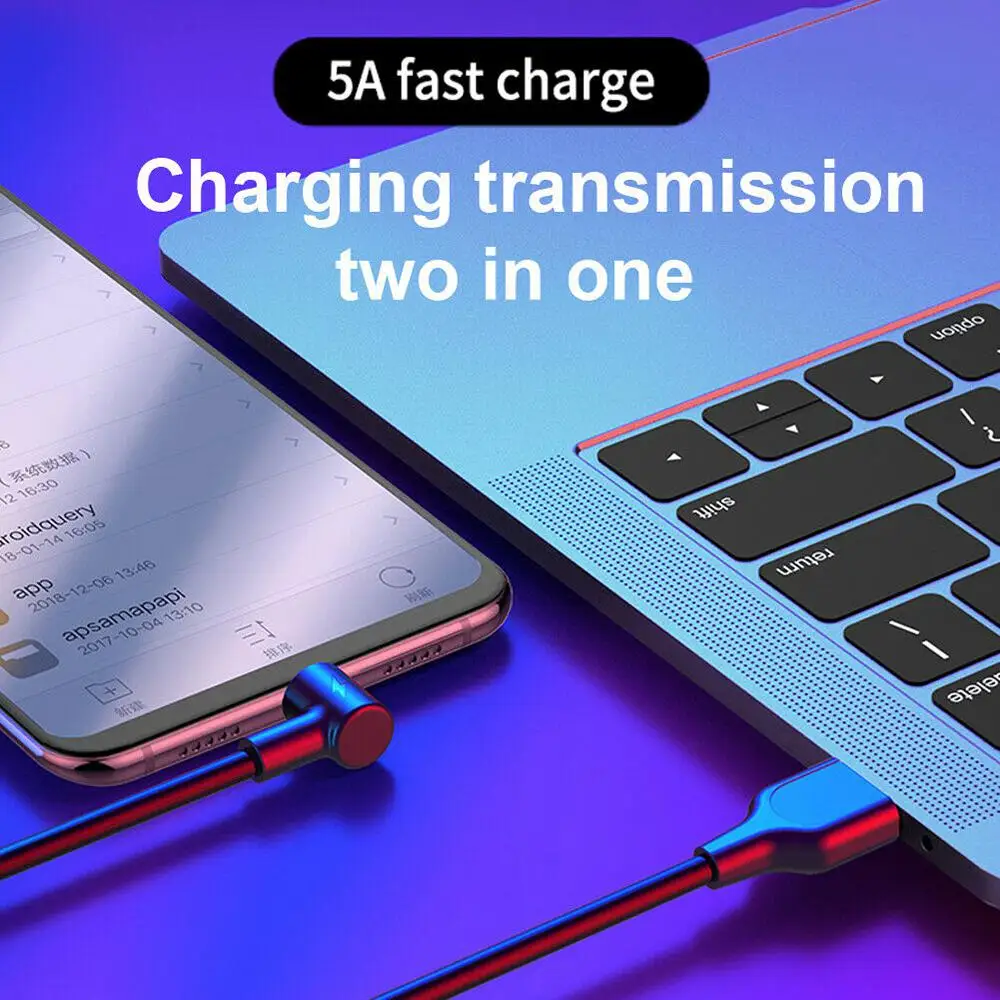 

5A Ultra Fast Charging TYPE-C Elbow Data Cable Brand New High Quality Universal Elbow Data Cable Compatible With Huawei