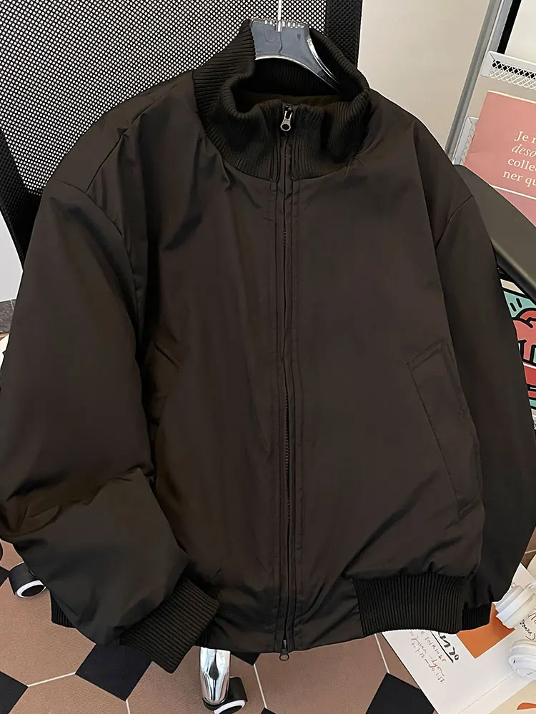 Гонконгское пальто с воротником-стойкой и хлопковой подкладкой мужское зимнее