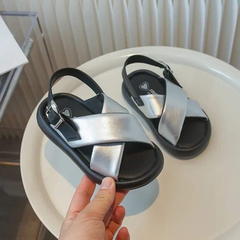 Сандалии детские Нескользящие на толстой подошве с перекрестной шнуровкой