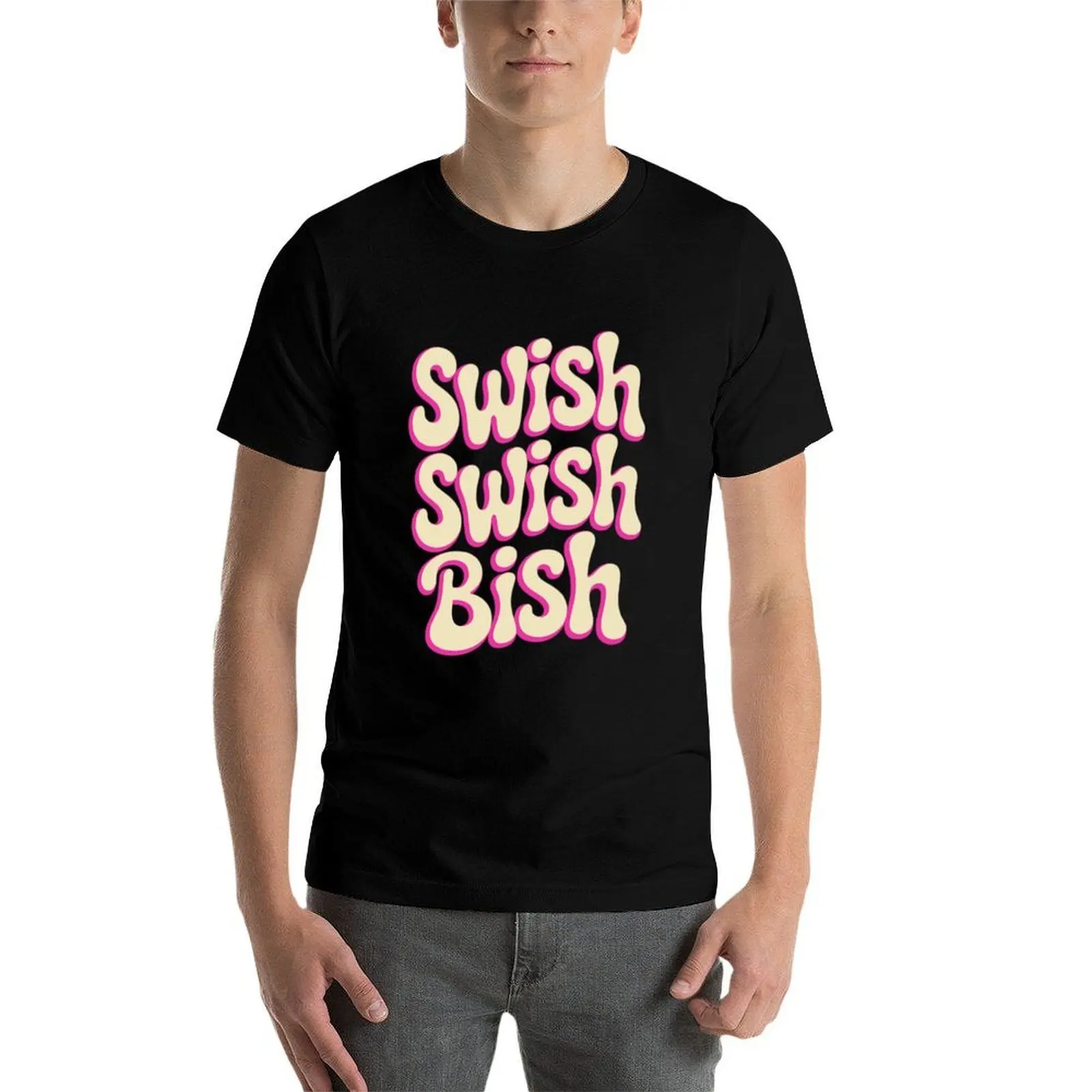 Фото Swish Swish Bish Pop Music – Bold Pop Art Lettering for Fans & Trendsetters Футболка заготовки быстросохнущие рубашки в стиле аниме мужские №4