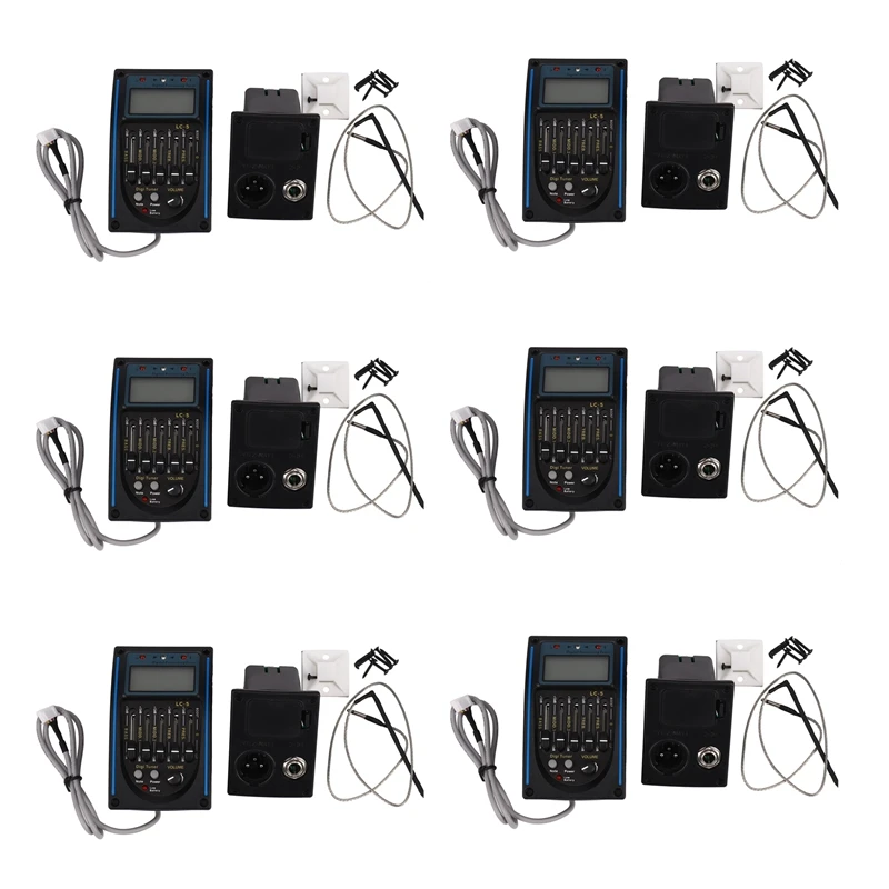 6X 5 Band EQ Equalizer Pickup, Acoustic Guitar Preamplifier Tuner With LCD Tuner And Volume Control LC-5