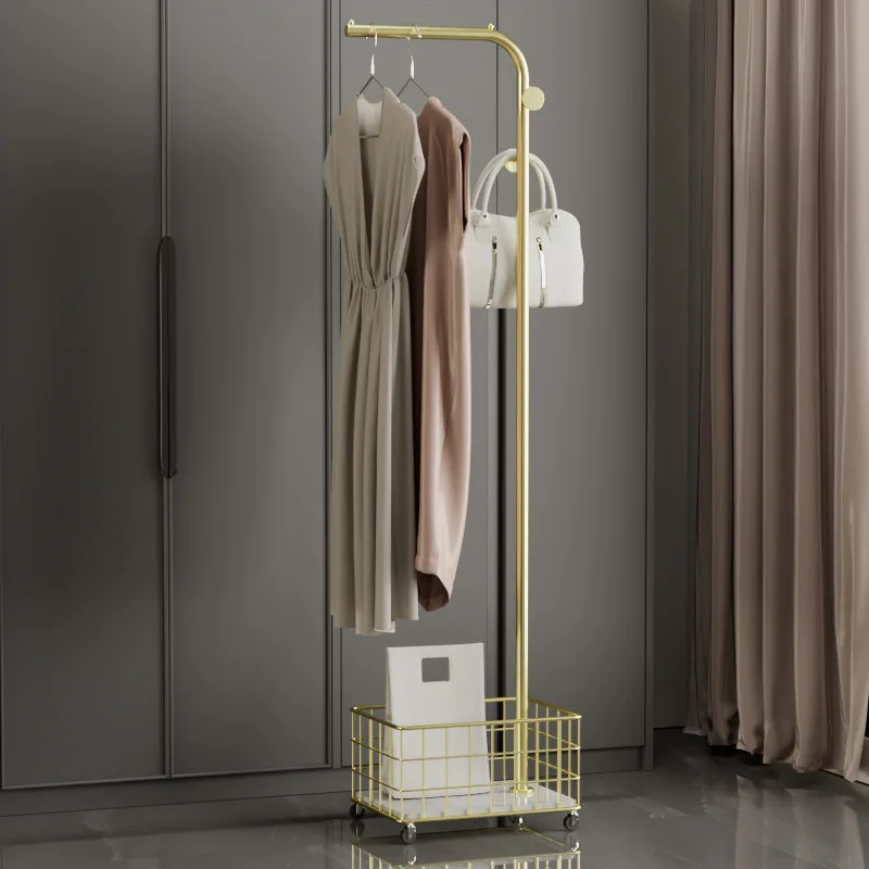 

Clothes Rack Bedroom Floor Stone Plate with Wheels Mobile Storage Rack Metal Storage Rack Coat Rack