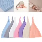 Вязаный пуловер для фотосъемки новорожденных, шапка с узелком, однотонная шапочка для фотосъемки младенцев, реквизит для фотосъемки младенцев