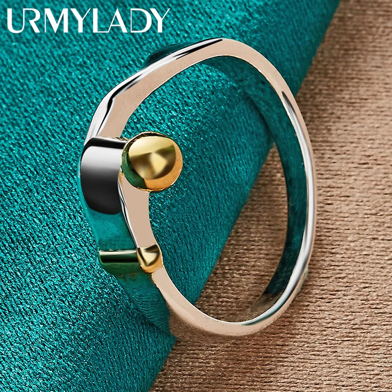 

URMYLADY 925 Sterling Silver Leather Belt 7-10 # Ring For Women Mens Wedding Party Fashion Charm Jewelry