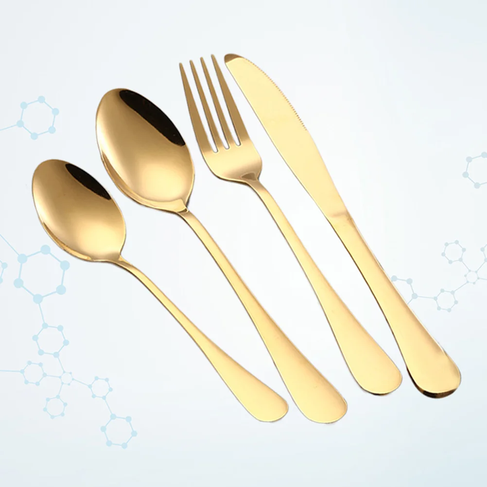 

4 Pcs Kitchen Dinner Set Stainless Steel Silverware Eating Utensil Set Stainless Steel Set Metal Stainless Steel Tableware Set