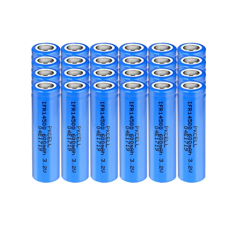 

24pcs PKCELL 3.2v IFR14500 High Cycle Power Lithium Battery 600mAh Lifepo4 AA Rechargeable Batteries For Solar Light