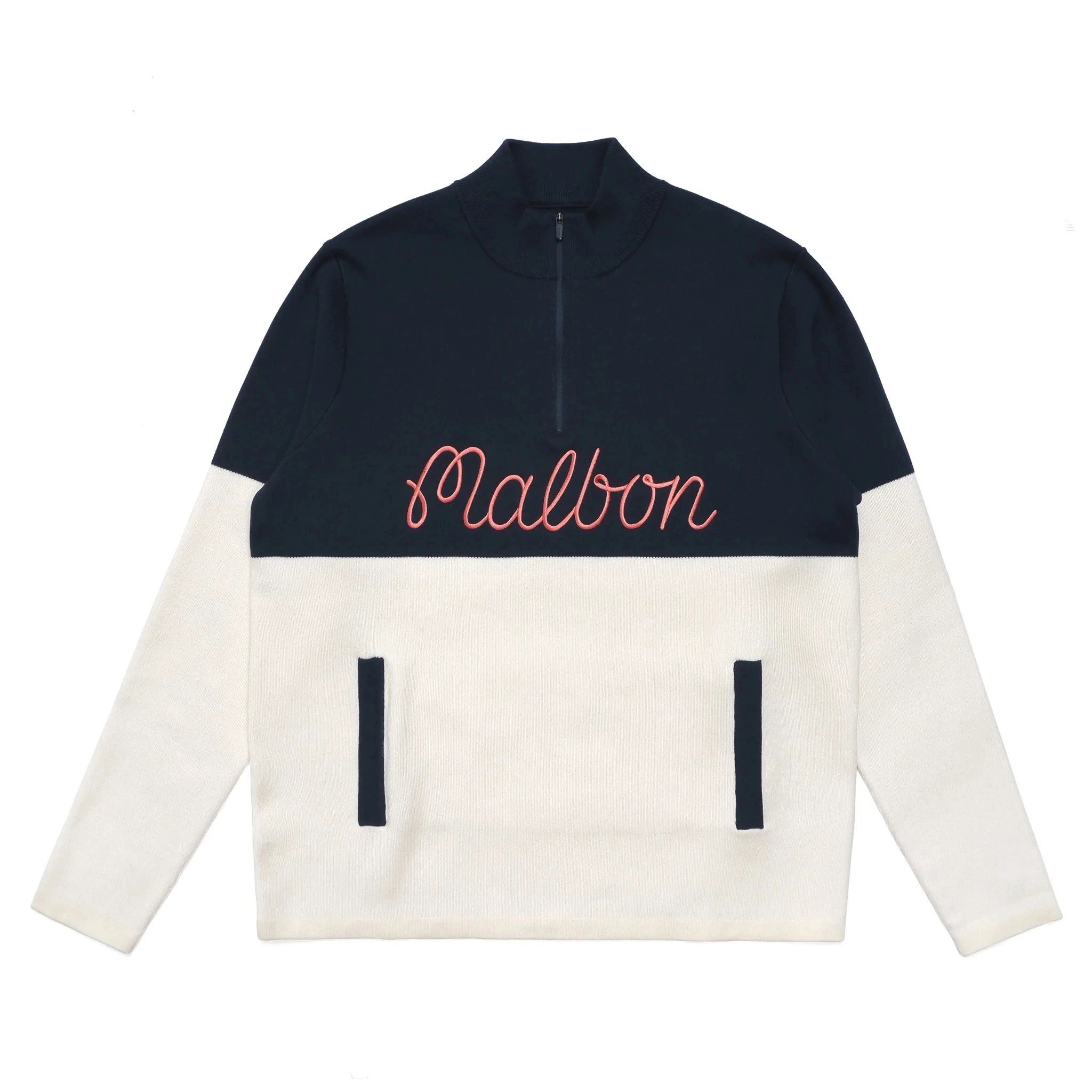 2022 New Malbon Golf Jersey Half Zipper Casual Fashion Men Golf Hoodie Autumn Winter Men Letter Embroidery Golf Clothing