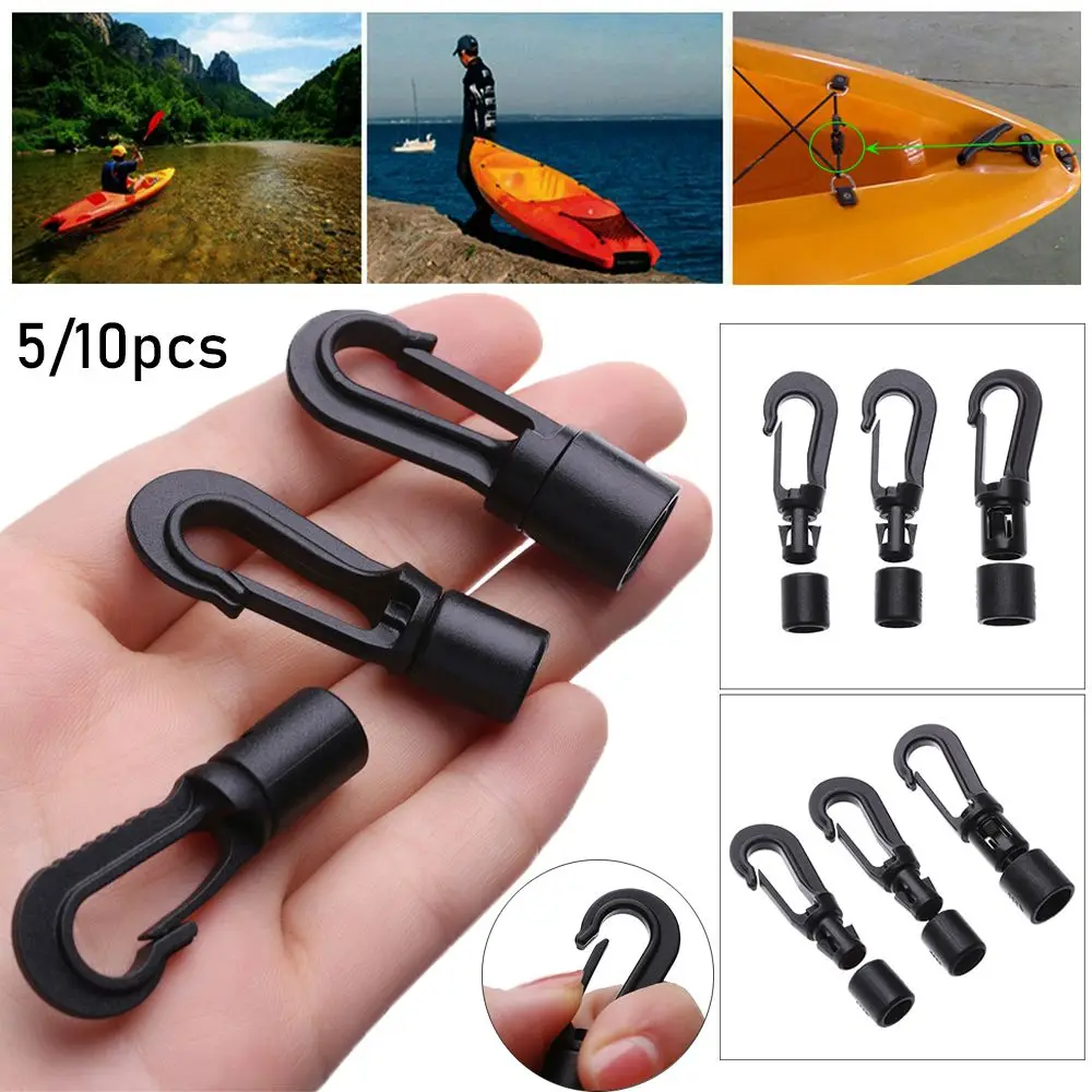 

5/10pcs Plastic POM Snap Hook Clip Bungee Shock Tie Cord Ends Rope Buckles Safe Lock Kayak Boat Fishing Canoe Clothesline Hook