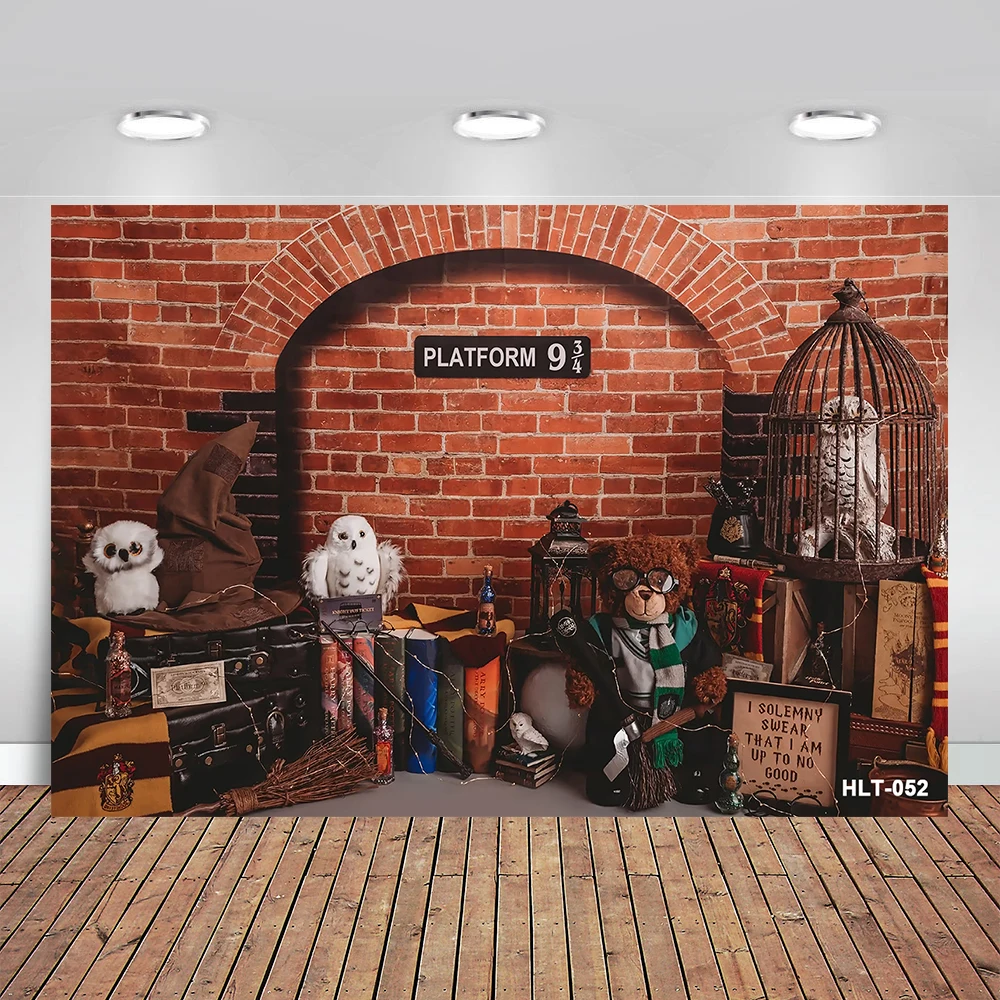 

Brick Wall 9 3/4 1st Birthday Backdrop Boy Castle Magic Background Photography Baby Shower Kids Magical Backdrops Poster
