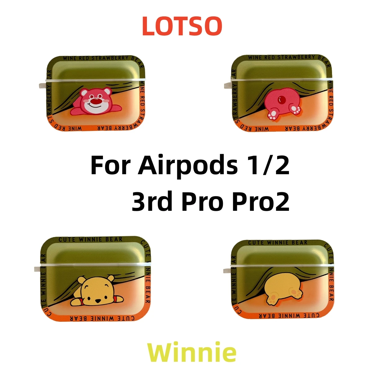 

Disney Winnie the Pooh Lotso Bear Silicone Cases For Airpods 1 2 Pro 2 3rd Protective Bluetooth Wireless Earphone Charging Cover