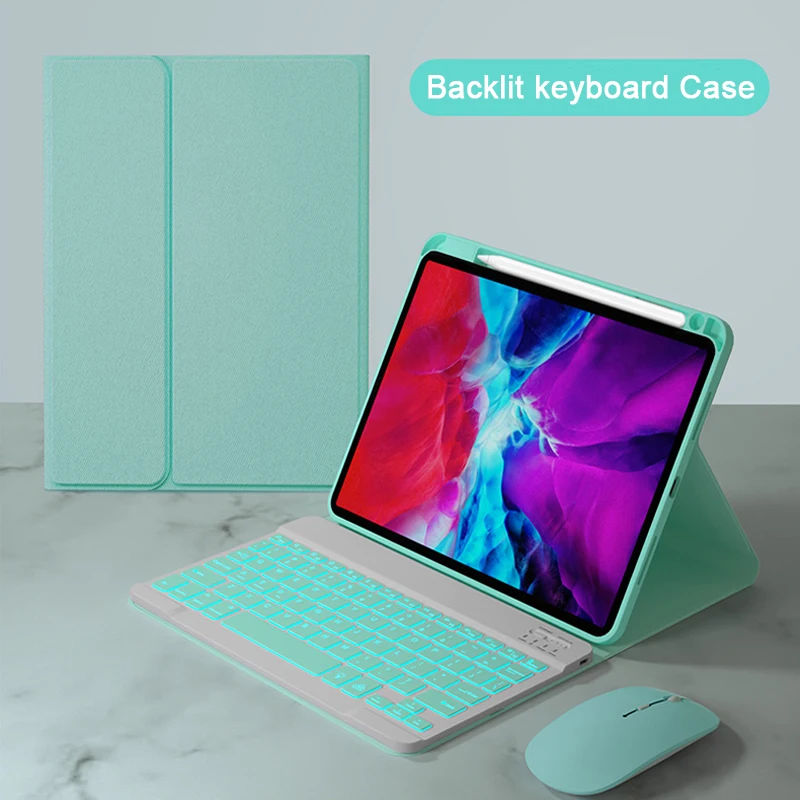 

Чехол с подсветкой для iPad Air 10,2 Pro 10, 5, iPad 8, 7, русская, испанская Раскладка