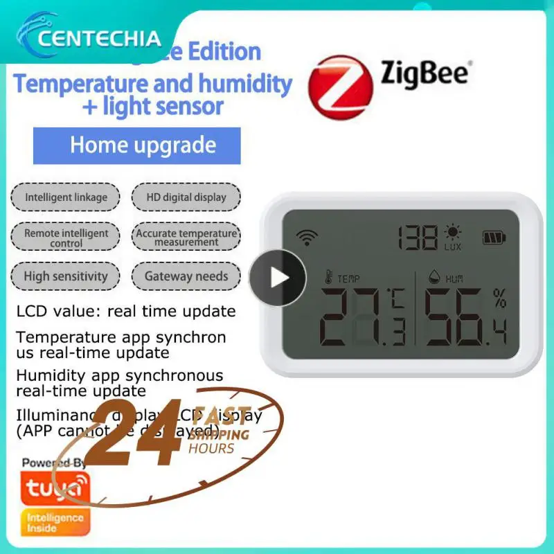 

Brightness Detecter Alarm Indoor Temperature And Humidity Sensor Scene Linkage Intelligent Light Sensor Thermometer Detector