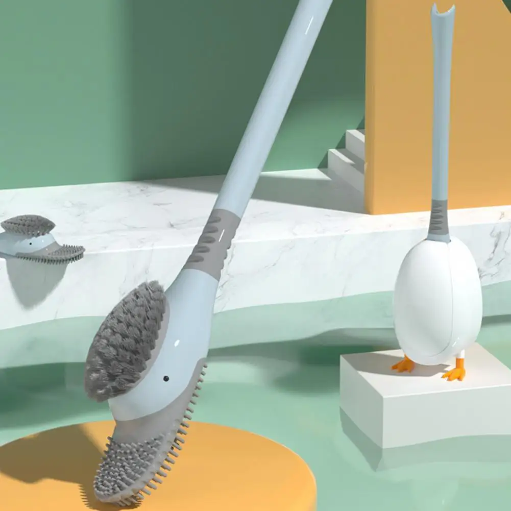 

40%HOTToilet Brush Curved Head Adjustable Angle TPR Labor-saving Bathroom Brush for Hotel