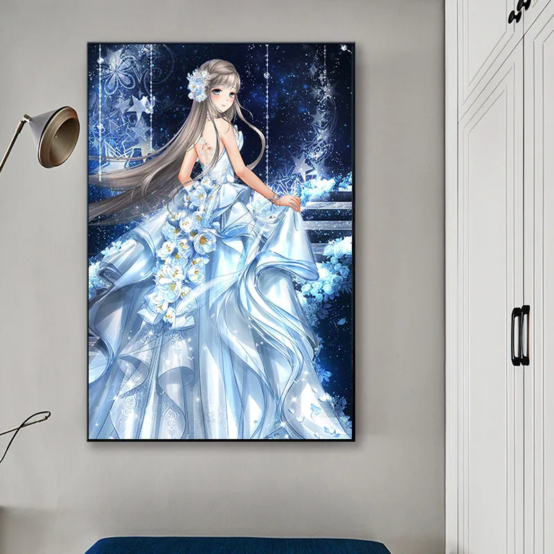 

White Dress Princess 5D Diamond Painting Full Diamond Art Embroidery Restaurant Office Home Decor Diamond Cross Stitch Kits