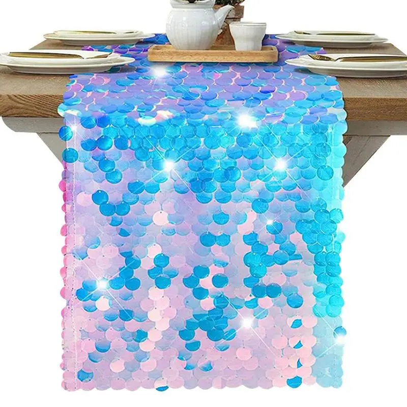 

Mermaid Table Runner Mermaid Party Table Runner Christmas Birthday Holiday Party Decoration Underwater Theme Sequin Table Runner