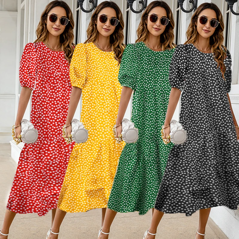 Женское платье-футболка A048 элегантный сарафан с круглым вырезом коротким