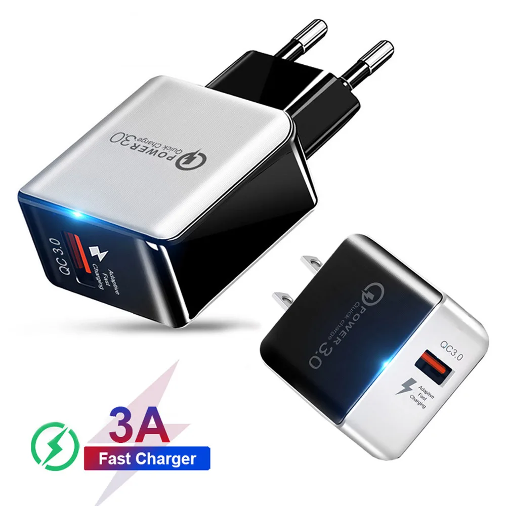 

18W 5V 3A Portable Fast Quick Charge QC3.0 Wall Charger Mini Power Adapters For Iphone 12 13 pro Max Samsung Xiaomi Lg