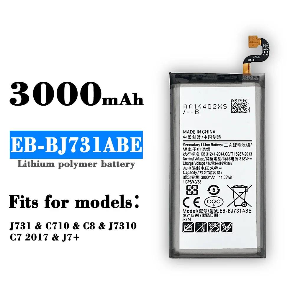 

New EB-BJ731ABE Battery 3000mAh For Samsung Galaxy C7 2017 J7+ C8 J731 J710 J7310 High Quality Replacement Lithium Battery