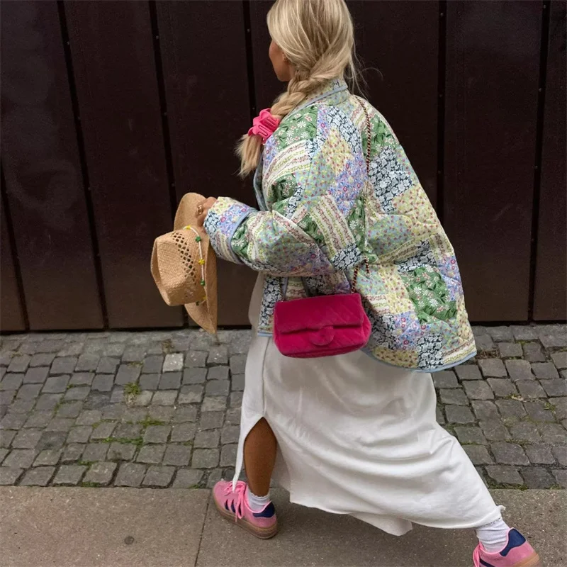 Женская Повседневная Свободная куртка с синим принтом Весенняя женская