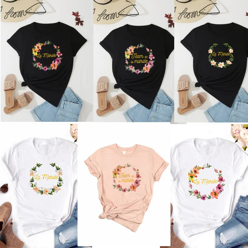 

The Wedding Party Team Bride Bachelor T Shirt Girl Graphic Printed Fashion Harajuku 2023 Clothes Causal Female Y2K Tops Tee