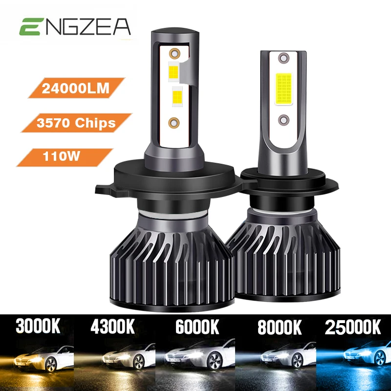 

ENGZEA H4 Led Headlight 24000LM 110W H1 H7 LED Bulbs Turbo Lamps 3570 Chips 4300K 6000K 8000K 16000LM 80W H8 H9 H11 Fog Lights
