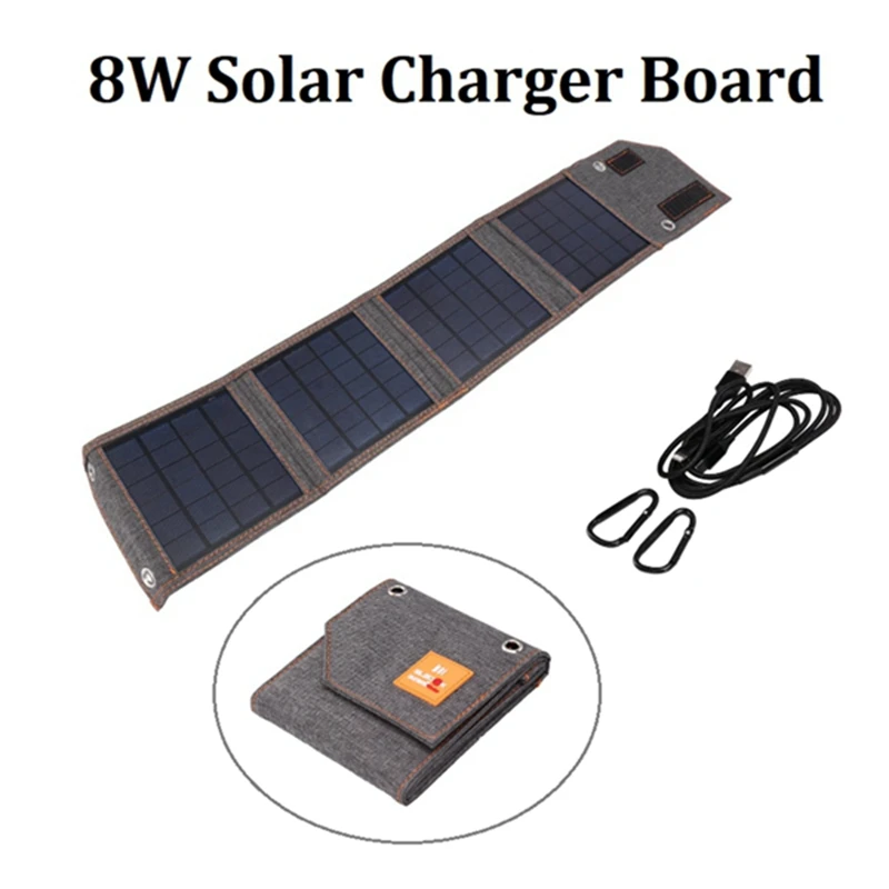 

8W Solar Charger Board Portable Outdoor Camping Hiking Solar Folding Bag Charger USB 5V Solar Panel Charger