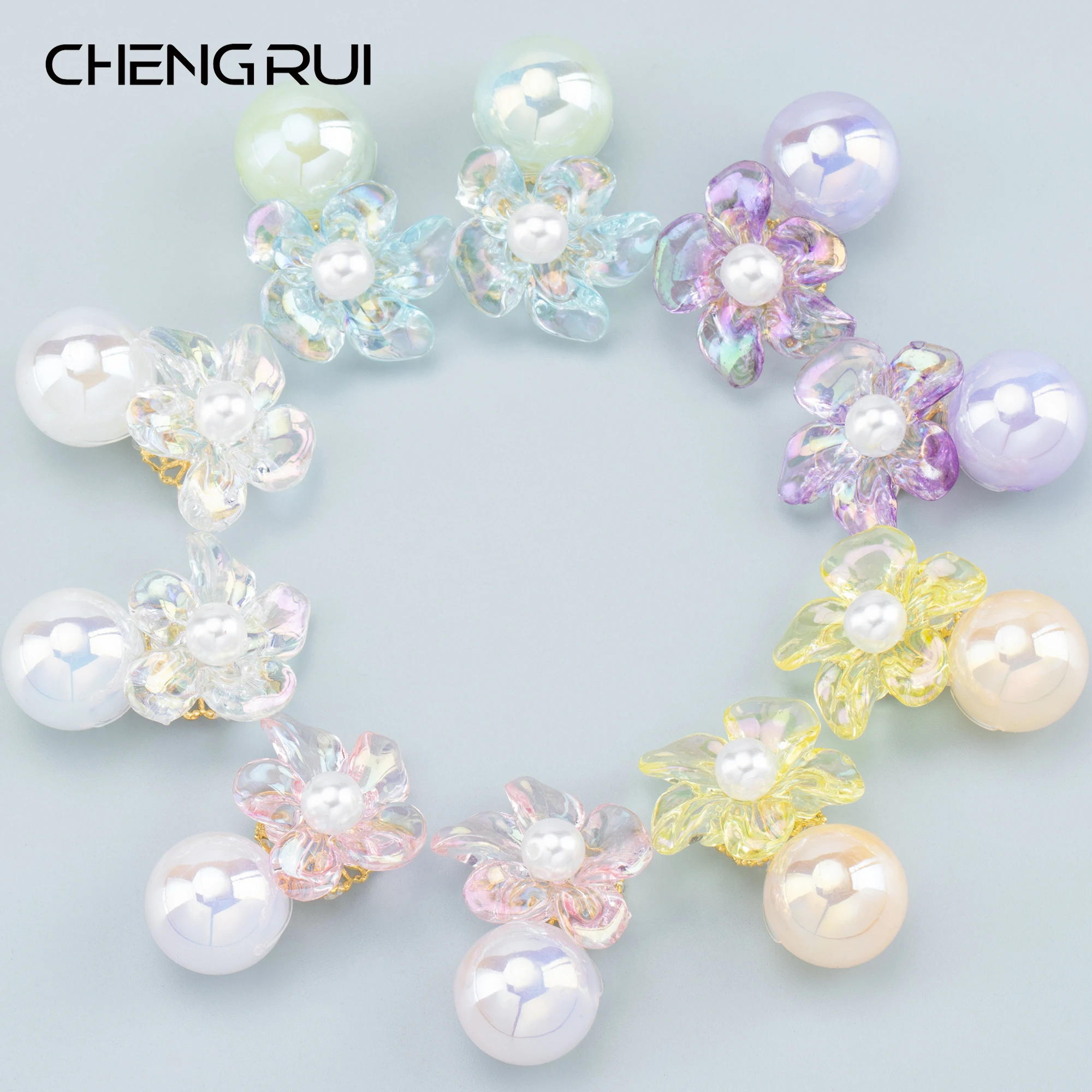 

CHENGRUI MA45,jewelry accessories,18k gold plated,Candy crystal ball,Korean design ,Flower earrings,hand made,6pcs/lot