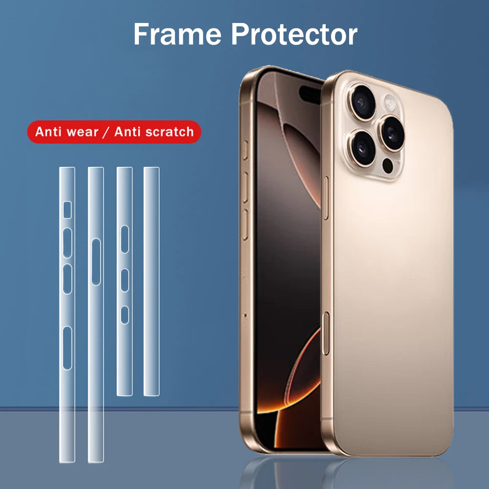 Фото Защитная гидрогелевая боковая пленка от царапин для iPhone 16e 16 15 14 13 12 Pro Max Plus, защитная наклейка на рамку для края телефона №1