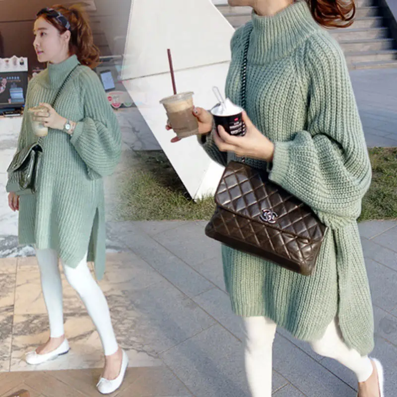 Осенне-зимний женский свитер суперпопулярное пальто с высоким воротником модный