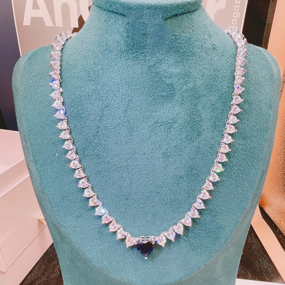 HIBRIDE Роскошный дизайн сердца Bling CZ ожерелье и кулон для женщин свадебная мода