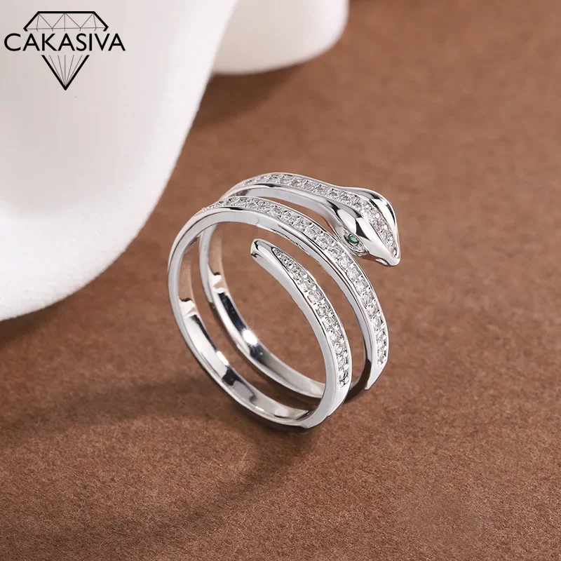 

Korean Style Fashion Winding Snake Ring S925 Sterling Silver Rings Simple Hip Hop Niche Diamond Luxury Snake Ring Wholesale