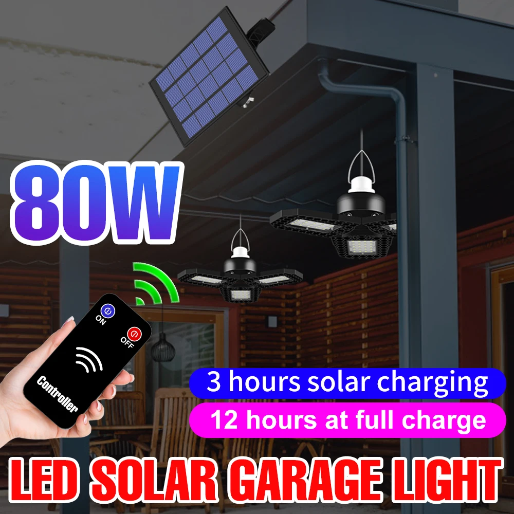 

Outdoor LED Solar Light IP65 Waterproof Lamp Patio Spotlights LED Street Bulb 60W 80W Portable Wall Lamp Garden Courtyard Light