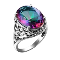 sale charm punk heart solid 925 sterling silver jewelry mystic rainbow topaz ring for women valentine day gifts party