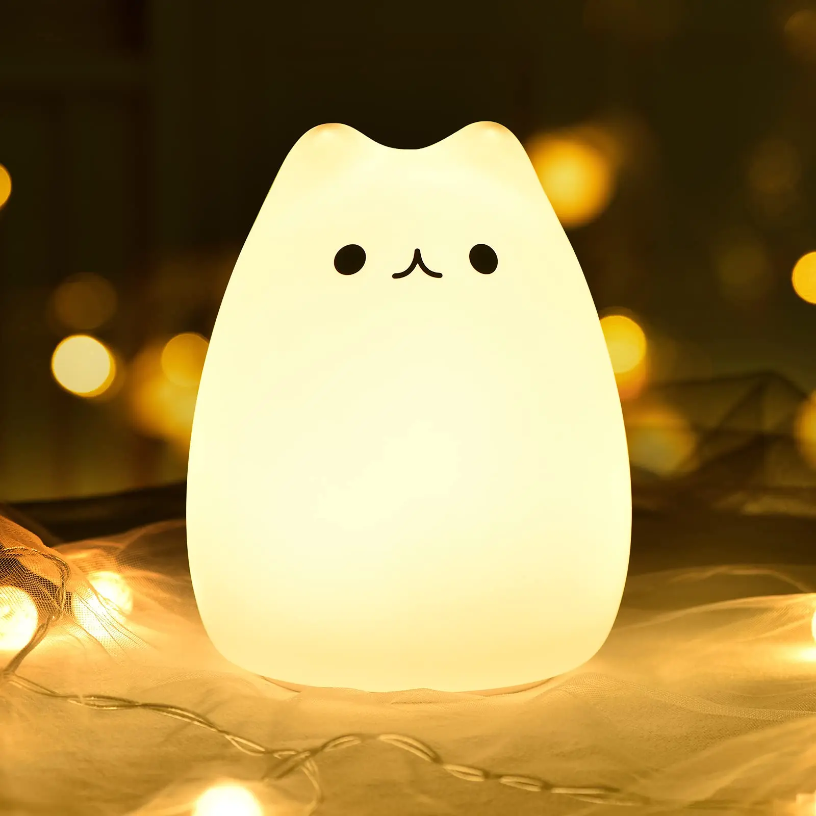 

Cute LED Night Light Women Teen Girls Baby Night Lights for Kids Bedroom Cute Christmas Kitty Silicone Multicolor Light Toddler