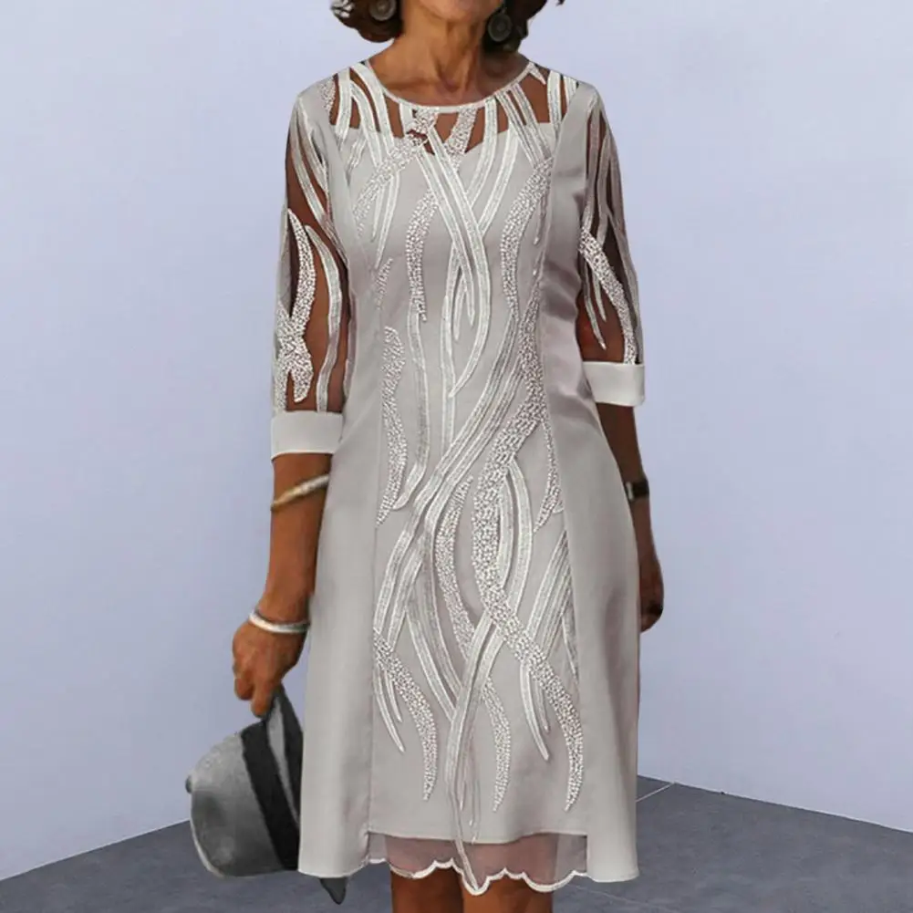 

Праздничное платье, стильное прозрачное кружевное платье из двух предметов с круглым вырезом и защитой от пиллинга, уличная одежда, женское...