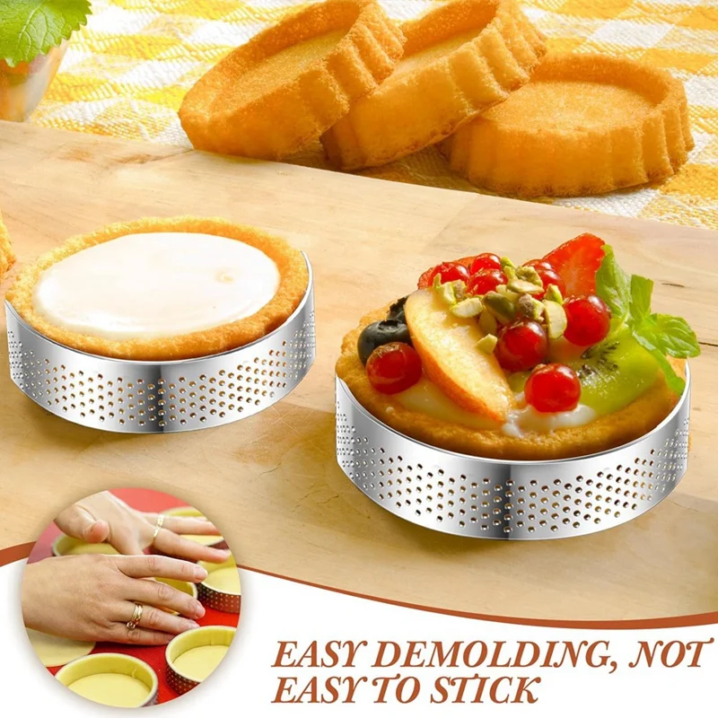 20 шт. 3-дюймовые перфорированные кольца для пирогов круглые из нержавеющей стали