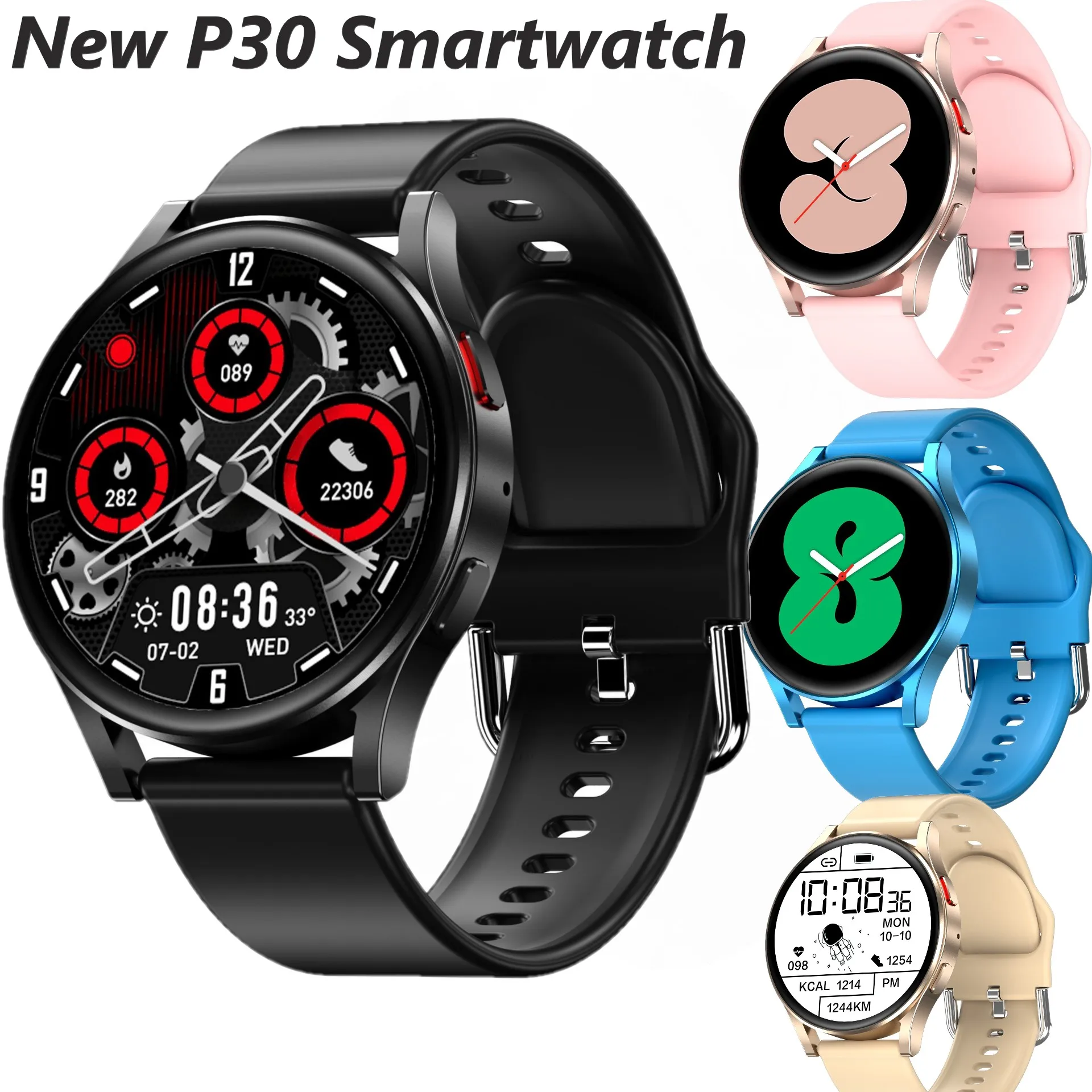Digital Touch Screen P30 Smartwatch 1.28 Inch IP67 Waterproof Bracelet Bluetooth Voice Music WristWatch Smart Watch Men Women