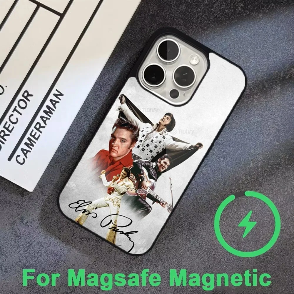 Singer E-Elvis P-Presley Phone Case For iPhone 16 15 14 13 12 11 Pro Max Plus Mini Magsafe Magnetic Wireless Charging