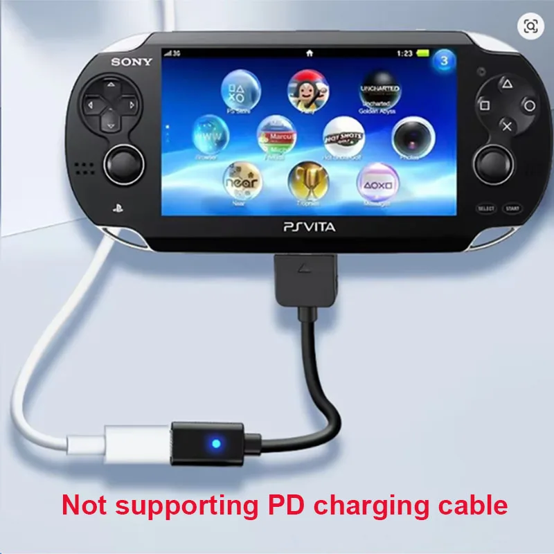 Фото Сменный USB-C кабель для зарядки с LED-индикатором для консоли PS Vita 1000, адаптер питания Type-C, комплект для контроллера, чехол №3